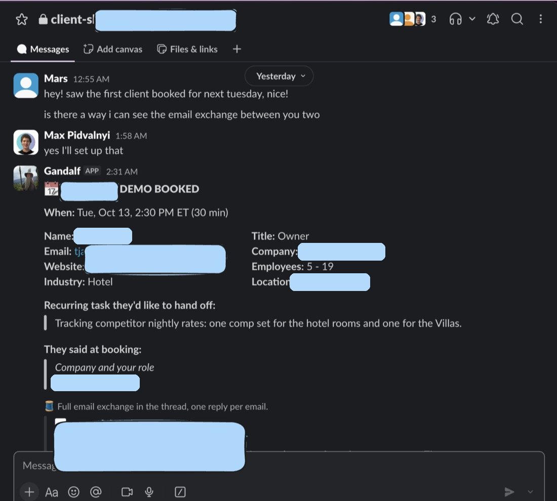 AI automation client: first demo booked with a hotel owner